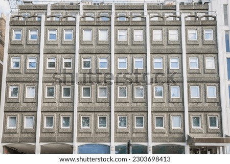 Facade of a concrete building at the Lister Hospital in Chelsea, London, England