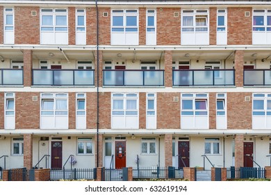 Facade Of Council Housing Flats In Brownfield, East London