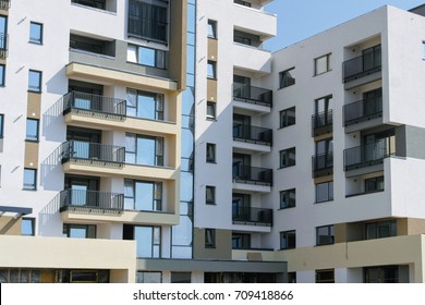 Facade detail of a modern high-rise apartment building 