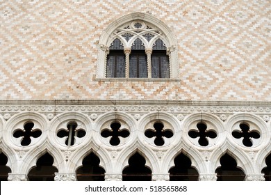 Facade Of The Doges Palace In Venice, Italy                 