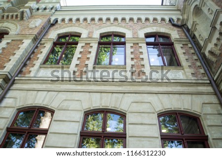 The facade of a historic building