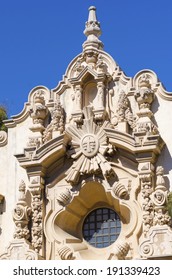 The Facade Of The Historic Landmark Casa Del Orado, Decorated With Carved Baroque Wall Of Spanish Colonial Architecture, Located At Balboa Park, San Diego, California, United States Of America