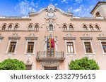 Facade of the historic university in Murcia, Spain