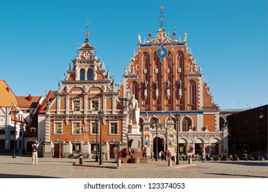 The facade of  House of Blackheads in Riga.