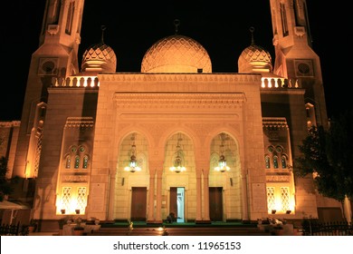 Facade Of Jumeirah Mosque Building In Night