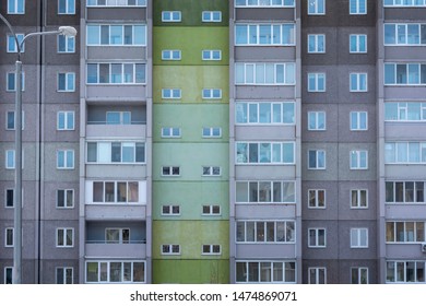 Facade of a modern residential building, Tyumen, Russia