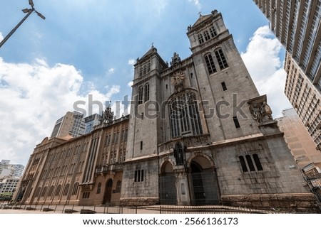 Facade of Monastery of  St. Benedict whit Abbey of Our Lady of the Assumption in Sao Paulo city, Brazil