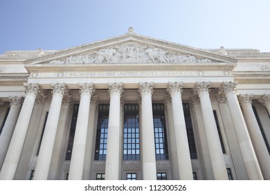 Facade Of The National Archives Building In Washington DC