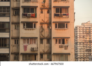 Facade Of Old Apartment Building In Mumbai