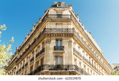 The facade of Parisian building, France. - Shutterstock ID 623519870