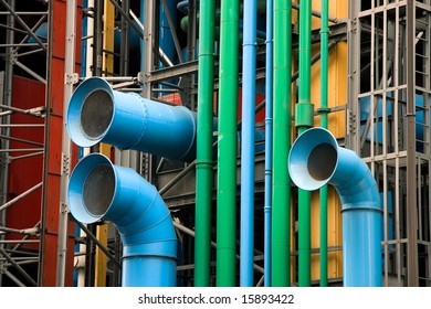 The Facade Of The Pompidou Museum, Paris (France)