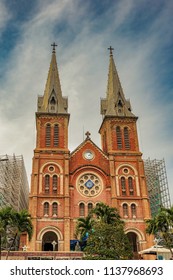 Facade Of The Saigon Notre Dame Cathedral Basilica In Ho Chi Minh City, Vietnam.
