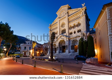 Facade of Saint Nicholas Cathedral in Monaco, Monte Carlo, France