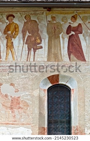 Facade of the San Vigilio church in Pinzolo with the 