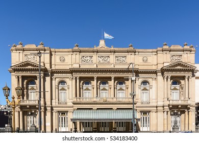 Facade Of The Teatro Colon In Buenos Aires (Argentina)