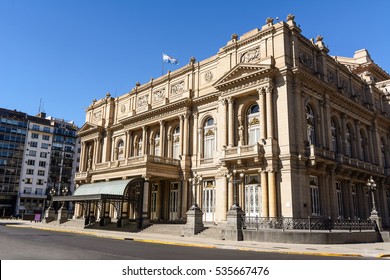 Facade Of The Teatro Colon In Buenos Aires (Argentina)