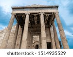 Facade of the temple of Erechtheion or Erechtheum of the Acropolis of Athens, Greece