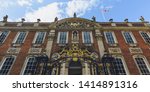 Facade of Worcester Guildhall, Top part horizontal photography England Worcester 2019