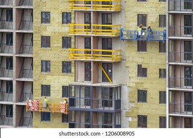 Facade Work And Insulation Of A Multistory Building