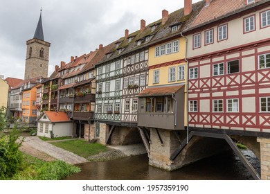 Facades Of Historic Half-timbered Houses On Krämerbrücke In Erfurt, Thuringia