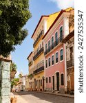 Facades of old Portuguese mansions on Rua do Giz, historic center of São Luís MA, Brazil.