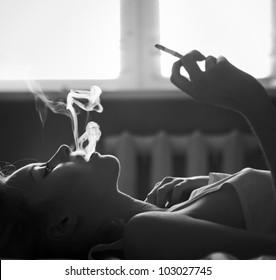 Face Beautiful Girl Smoking A Cigarette