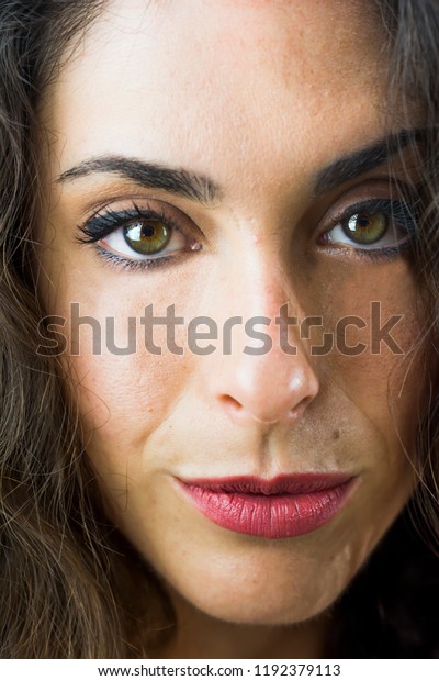 Face Beautiful Woman On White Background Stock Photo 1192379113 ...