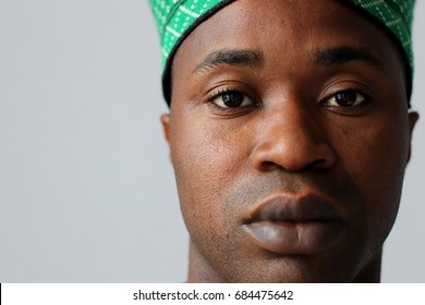 Face Of Black Young African / Nigerian Man With Traditional Hat