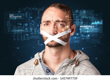 Face detection and recognition. Computer vision and artificial intelligence concept.