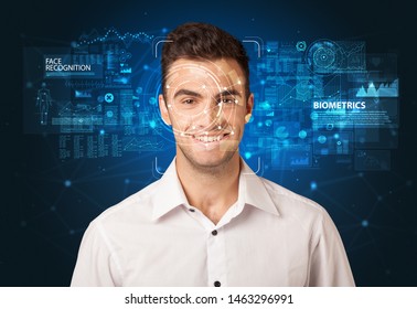 Face detection and recognition. Computer vision and artificial intelligence concept.