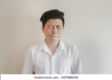 face emotion white asian man - sour, pain