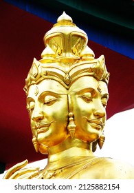 The face of the golden statue of Brahma