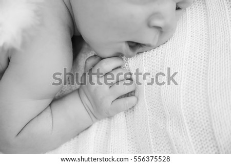 Similar – Newborn baby girl in hostpital bed sleeping