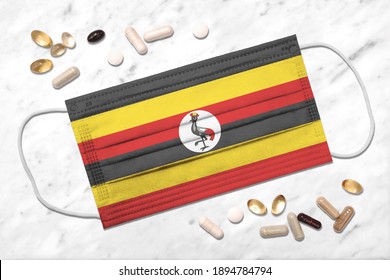 Face Mask With Flag Of Uganda During Coronavirus Pandemic