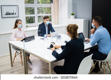 Face Mask Office Social Distancing Meeting Or Interview