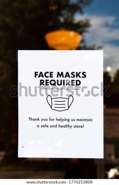 Face Mask Required Sign On Door Stock Photo (Edit Now) 1776253808