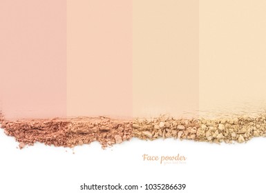 Face powder. Smears of foundation for face. Cosmetic smear. Isolated on white background