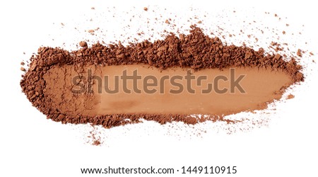 Face powder stroke isolated on white background, top view
