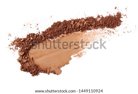 Face powder stroke isolated on white background, top view
