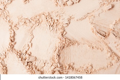 Face Powder Texture Isolated On White Background. Cosmetics Texture. Top View, Flat Lay