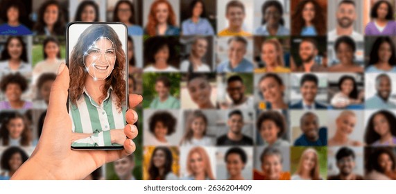 Face recognition technology in action using smartphone for identity verification