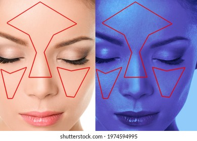 Face Scan Asian Beauty Woman Biometric Facial Recognition Software Skin Analysis Technology Ai Identity Mapping.