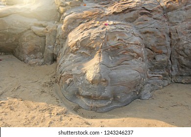 The Face Of Shiva Is Made Of Stone In Anjuna. India. Stone Carving, Art.