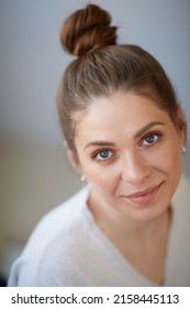 Face Woman Portrait With Natural Skin. Head Shot With Shallow Depth Of Field Portraits.