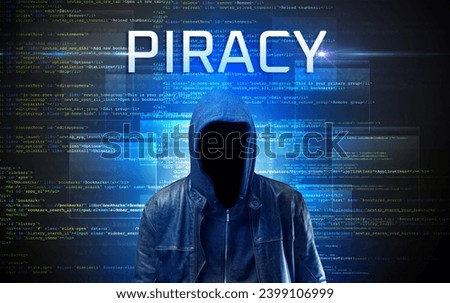 Faceless hacker on code background