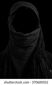 Faceless Man Under Black Veils Isolated Stock Photo 370600352 ...