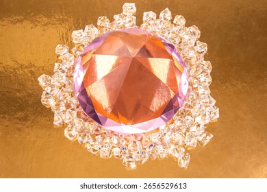 faceted large diamond. geometric object. luxury and wealth
