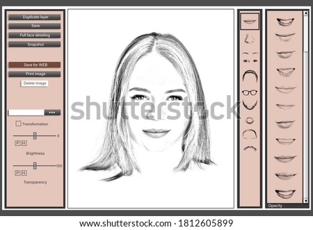 Facial composite software for reconstructing suspected person's face