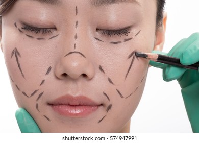 facial makeup of young asian beautiful woman on white background - Powered by Shutterstock