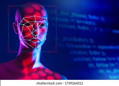 Facial recognition system. New methods of identifying people. Artificial intelligence. Drawing up a biometric model of a person's face. Biometric identification.